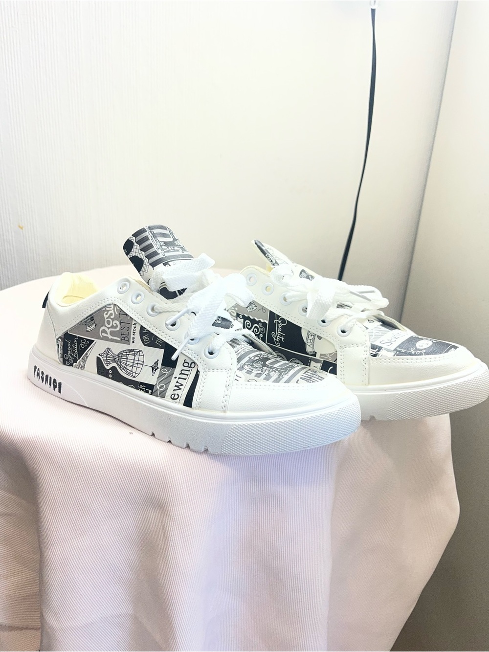 Women’s White Graphic Athletic Sneakers